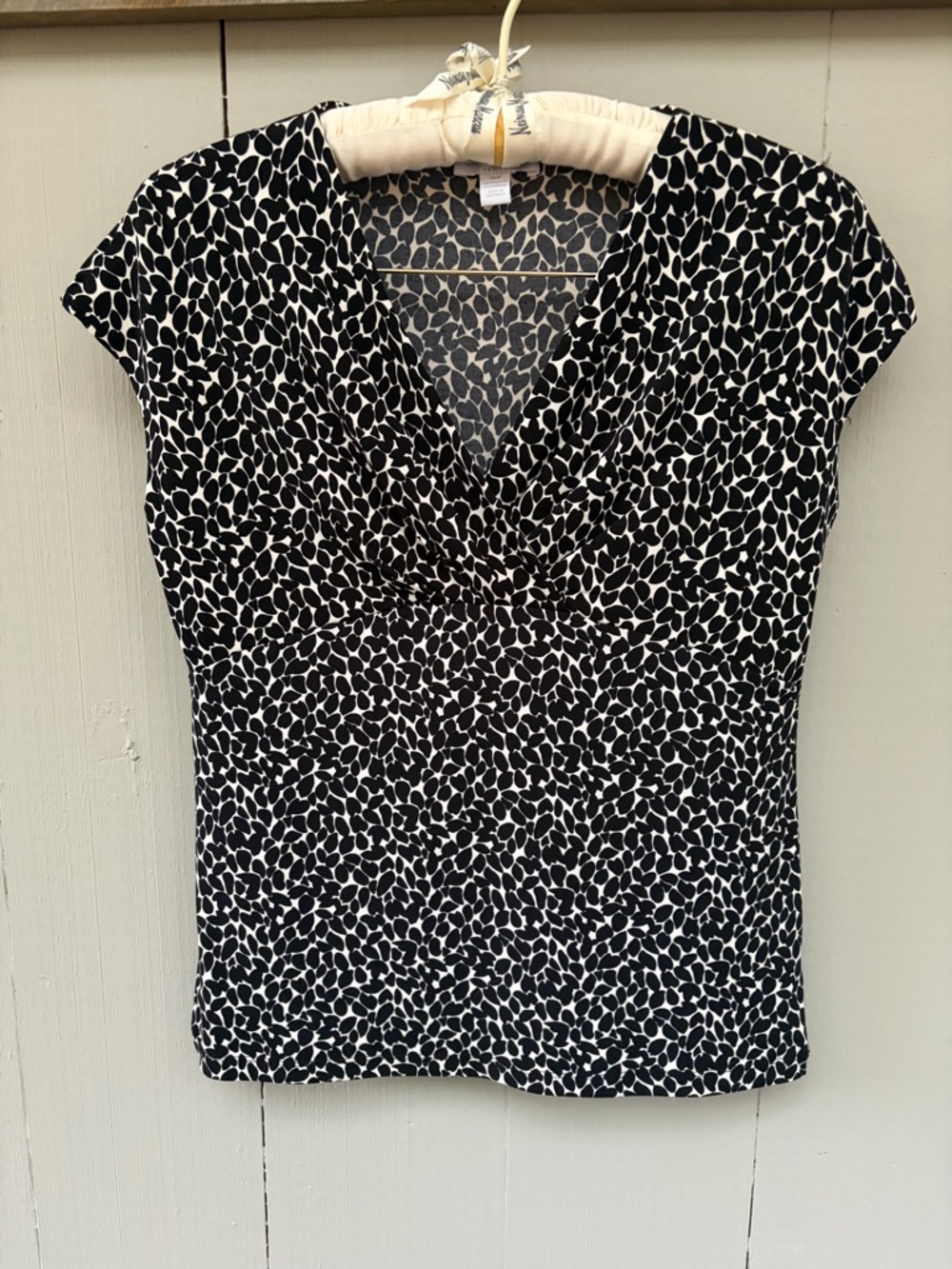 Charter Club Black & White Printed V-Neck Blouse